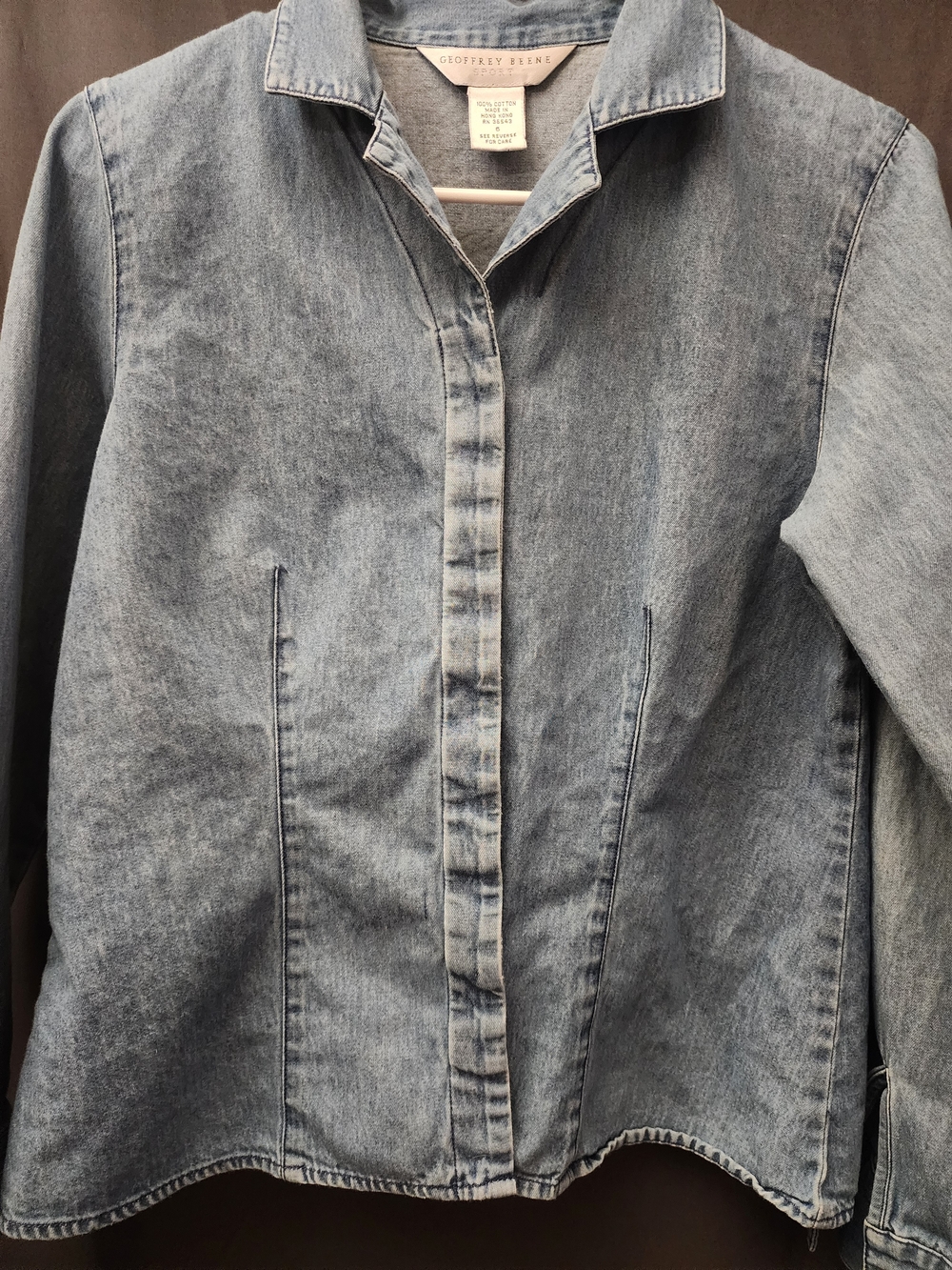 Womens Small Hidden Button Down Shirt By Geoffrey Beene